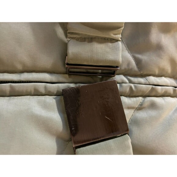 Vintage Larry Levine Down Jacket, sage green iridescent, belted, Puffer Medium - Picture 7 of 8